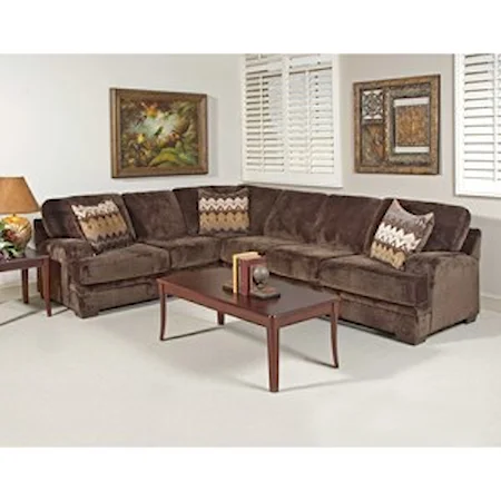 Casual Sectional with Gently Sloped Arms
